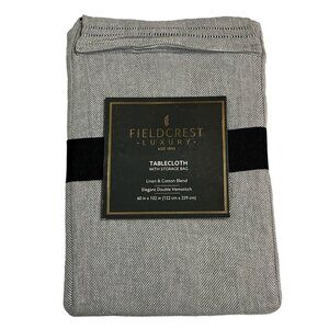 Fieldcrest Tablecloth Luxury Linen Cotton Blend Dark Gray Double Hemstitch